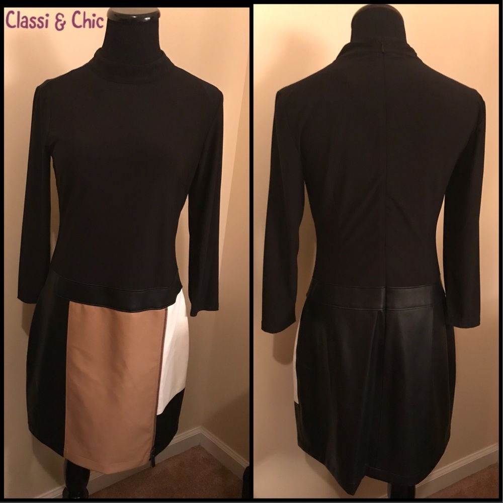 Multi-Color Leather Midi Dress